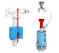 YOSSEE Kit Complet Mécanisme Chasse d’Eau Universelle et Robinet Flotteur WC - Chasse d'Eau Complète 3/6 L avec Double Bouton Poussoir Chromé - Silencieux, Économie d’Eau, Filtre Inclus - Qualité EU