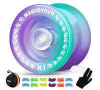 YOSTAR JoJo K1 Plus Yoyo pour enfants Violet Vert Automatique avec ralenti Trick JoJo Professionnel Yo Yo pour enfants, Yoyo Responsive en Plastique avec 12 cordons, gant, chute, palettes de levage
