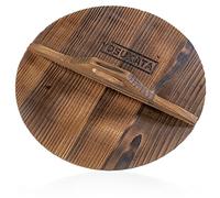 YOSUKATA Couvercle en Bois pour Poêle Wok 34 cm - Couvercles Rond Universel pour Casseroles et Poêlesavec Poignée Ergonomique - Couvercle Anti-Condensation 34 cm - Écologique Accessoires de Wok