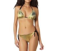 YOSUWOAI Bikini pour femme - Maillot de bain push-up - Deux pièces - String triangle - Sexy - Réfléchissant - Dos nu - Coupe triangle - Paillettes - Mini vêtements de plage, O Gold, M