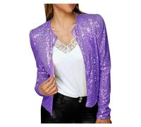 YOSUWOAI Blazer à paillettes pour femme - Cardigan à manches longues - Veste de costume élégante - Carnaval - Rave - Festival - Veste de cocktail des années 70 et 80 - Veste disco - Fête à thème, Z02