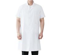 YOSUWOAI Blouse de laboratoire blanche en coton avec boutons et poche - Pour homme et femme - Manches courtes - Blouse de laboratoire - Pour le travail, l'étude, le laboratoire, O blanc., XL