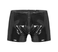 YOSUWOAI Boxer sexy pour homme - Effet mouillé - En cuir verni - Avec fermeture éclair - En latex - Pour homme - Style hipster - Lingerie érotique - Clubwear séduisant, O Noir., 4XL