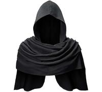 YOSUWOAI Cape de ninja pour homme et femme - Cape de renaissance - À capuche multifonction - Chapeau médiéval - Costume médiéval - Vintage - Sweat à capuche cyberpunk - Cosplay, O Noir., taille unique