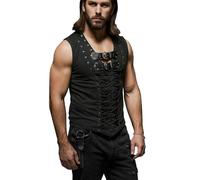 YOSUWOAI Chemise de pirate pour homme - Sans manches - Gothique - Chemise à lacets - Débardeur médiéval - Ammoniaque - Maillot de corps Viking Steampunk - Costume vintage à lacets - Respirant - Gilet