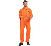 YOSUWOAI Combinaison de prisonnier orange pour homme - Costume de condamné amusant pour fête à thème, Halloween, cosplay et déguisement, P orange, taille L