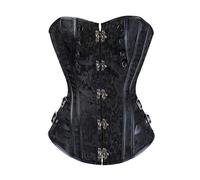 YOSUWOAI Corset pour femme - En cuir synthétique - Style steampunk - Pour Halloween - Style gothique - Style vintage - Corset burlesque - Punk - Pour le carnaval et le Moyen-Âge, O Noir., L