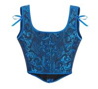 YOSUWOAI Corset sexy pour femme - Corset sexy - Corset gothique sous la poitrine - Corset médiéval vintage - Dentelle - Bustier Steampunk - Gilet, O bleu., XS