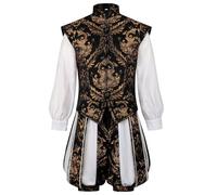 YOSUWOAI Costume de cosplay, pour homme, Renaissance, Tudor Elizabeth, King Prince, costume victorien, avec pantalon citrouille, O Noir., S