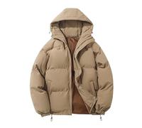 YOSUWOAI Doudoune Homme avec Capuche - Parka Doublée Couleur Unie - Veste Matelassée Coupe Ajustée - Chaude avec Poches - D'hiver Basique, O Kaki, 3XL