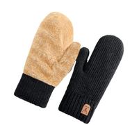 YOSUWOAI Gants tricotés d'hiver doublés épais double couche Gants chauds Cyclisme Doigt fourré Phalange