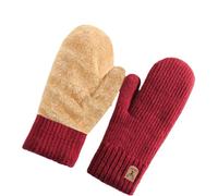 YOSUWOAI Gants tricotés d'hiver doublés épais double couche Gants chauds Cyclisme Doigt fourré Phalange