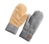 YOSUWOAI Gants tricotés d'hiver doublés épais double couche Gants chauds Cyclisme Doigt fourré Phalange