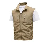 YOSUWOAI Gilet d'extérieur pour homme - Gilet d'été léger - Séchage rapide - Sans manches - Avec de nombreuses poches - Pour reporters, safari, photographie, loisirs, voyages, randonnée, O Kaki, 6XL