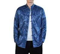 YOSUWOAI Hommes Robe chinoise Chemise avec Dragon Traditionnel Chinois Kung Fu Veste Uniforme Vintage Manches Longues Chemises Cardigan Manteau Tai Chi Printemps Automne Tang-Costume