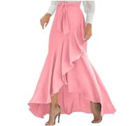 YOSUWOAI Jupe portefeuille élégante pour femme - Taille haute - Volants - Jupe midi irrégulière - Ourlet à volants - Mini jupe plissée avec cordon de serrage - Jupe maxi polyvalente - Ligne A - Jupe