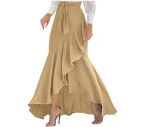 YOSUWOAI Jupe portefeuille élégante pour femme - Taille haute - Volants - Jupe midi irrégulière - Ourlet à volants - Mini jupe plissée avec cordon de serrage - Jupe maxi polyvalente - Ligne A - Jupe