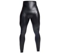 YOSUWOAI Legging effet mouillé brillant en cuir synthétique pour homme - Taille haute - Gaine abdominale - Collants de compression - Pantalon de sport - Collants de sport - Collants en cuir noir, O