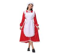 YOSUWOAI Maid Dress 3 pièces Anime Maid Robe avec tablier et chapeau Long Tradition British Ménagère Costume Lolita Robe pour Halloween, carnaval, fête, cosplay, O rouge., S