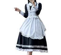 YOSUWOAI Maid Tenue Femme Cosplay Femme Servante avec Tablier Coiffe et Col Tab Robe de Monnaie Robe de Chambre Robe Lolita Robe de Fête Festive Uniforme, O Noir., 4XL