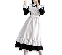 YOSUWOAI Maid Tenue Femme Cosplay Femme Servante avec Tablier Coiffe et Col Tab Robe de Monnaie Robe de Chambre Robe Lolita Robe de Fête Festive Uniforme, P noir., L