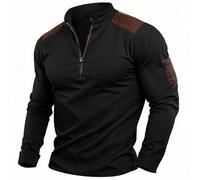 YOSUWOAI Maillot de corps pour homme - Coupe ajustée - Col montant - Sans capuche - Avec fermeture éclair 1/4 - Tactique - Manches longues - Pour sports d'extérieur - Gaufre