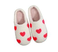 YOSUWOAI Pantoufles d'hiver chaudes en peluche pour femme - Pantoufles moelleuses douces et antidérapantes - Pantoufles douillettes - Chaussons en feutre - Pour la Saint-Valentin - Pour l'extérieur et