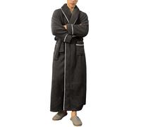 YOSUWOAI Peignoir en polaire moelleuse pour homme et femme - Avec poches - Doux - Manches longues - Chaud - En peluche - Avec poches - Long pyjama uni, O gris foncé, 3XL