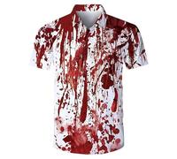 YOSUWOAI Polo d'Halloween pour homme avec main sanglante éclabousse de sang rouge et empreintes de main - Chemise graphique - Coupe ajustée - T-shirt à manches courtes pour le carnaval - Haut