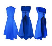 YOSUWOAI Robe médiévale pour femme - Robe viking - Robe corsage victorienne - Robe médiévale victorienne rétro - Robe de fermier sexy sous la poitrine - Robe cosplay, O bleu., L