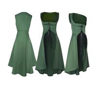 YOSUWOAI Robe médiévale pour femme - Robe viking - Robe corsage victorienne - Robe médiévale victorienne rétro - Robe de fermier sexy sous la poitrine - Robe cosplay, O Armée Vert, S