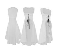 YOSUWOAI Robe médiévale pour femme - Robe viking - Robe corsage victorienne - Robe médiévale victorienne rétro - Robe de fermier sexy sous la poitrine - Robe cosplay, O blanc., XL