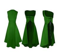 YOSUWOAI Robe médiévale pour femme - Robe viking - Robe corsage victorienne - Robe médiévale victorienne rétro - Robe de fermier sexy sous la poitrine - Robe cosplay, O vert foncé, XXL