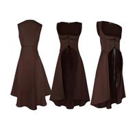 YOSUWOAI Robe médiévale pour femme - Robe viking - Robe corsage victorienne - Robe médiévale victorienne rétro - Robe de fermier sexy sous la poitrine - Robe cosplay, O Café., M