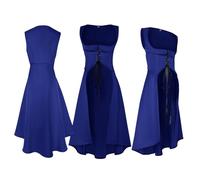 YOSUWOAI Robe médiévale pour femme - Robe viking - Robe corsage victorienne - Robe médiévale victorienne rétro - Robe de fermier sexy sous la poitrine - Robe cosplay, O bleu marine, XXL