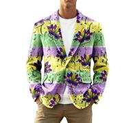 YOSUWOAI Sakko Costume de carnaval pour homme - Costume de fête disco - Blazer des années 80 - Costume hippie des années 70 - Vintage - Manteau en velours côtelé - Veste mi-saison avec motifs colorés