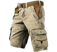 YOSUWOAI Short cargo Viking imprimé pour homme - Style rétro - Poches multiples - Bermuda ample - Pantalon de randonnée - Entraînement - Sport - Plage - Short de travail - Pantalon d'été extensible, Q