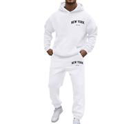 YOSUWOAI Survêtement pour homme - Avec lettres imprimées - Pour l'automne et l'hiver - Avec poches - Manches longues - Sweat à capuche et pantalon de sport - 2 pièces - Survêtement de sport - Jogging