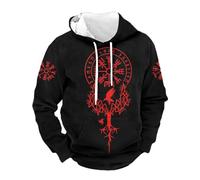 YOSUWOAI Sweat à capuche pour homme - Design médiéval Viking - Mythologie nordique - Sweat à capuche doux - Style gothique - Steampunk - Avec capuche et poche, O Noir., M