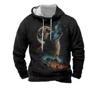 YOSUWOAI Sweat à capuche Viking pour homme avec impression 3D - Décontracté - Manches longues - Mythologie nordique - Sweatshirt rétro - Street - Pull à manches longues avec capuche et poche, P noir