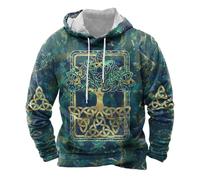YOSUWOAI Sweat à capuche Viking pour homme avec impression 3D - Décontracté - Manches longues - Mythologie nordique - Sweatshirt rétro - Street - Pull à manches longues avec capuche et poche, O bleu