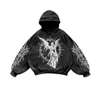 YOSUWOAI Sweats à capuche pour homme Hoodies gothiques Sweatshirts Streetwear Pulls Pulls à capuche confortables pour automne hiver Y2K Vintage imprimé tête de mort Hoodie décontracté style College