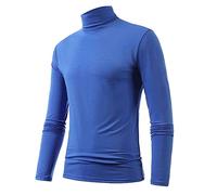 YOSUWOAI T-shirt à col roulé pour homme - Coupe ajustée - Col roulé - Thermique Rulli - Manches longues - Élastique - Regular - Couleur unie, O bleu., L