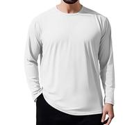 YOSUWOAI T-shirt à manches longues pour homme, protection solaire, pour la randonnée, le surf, la pêche, l'été, léger, respirant, couche de base 50+ UV, t-shirt d'été, plage, sport, t-shirt avec col