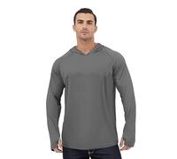 YOSUWOAI T-shirt anti-UV pour homme UPF 50+ - Protection solaire - À manches longues - Avec capuche - Séchage rapide - Pour la pêche, la randonnée, l'extérieur - Léger et respirant - Vêtement de sport