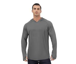 YOSUWOAI T-shirt anti-UV pour homme UPF 50+ - Protection solaire - À manches longues - Avec capuche - Séchage rapide - Pour la pêche, la randonnée, l'extérieur - Léger et respirant - Vêtement de sport