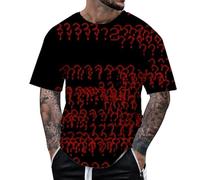 YOSUWOAI T-shirt d'Halloween à col rond surdimensionné pour homme - Motif éclaboussures de sang - Haut imprimé Halloween - Manches courtes - Haut de fitness - T-shirts d'entraînement, O Noir., S