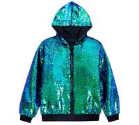 YOSUWOAI Veste à paillettes pour homme - Manches longues - Fermeture éclair - Blouson à capuche scintillant - Manteau brillant - Tenue festive des années 70 et 80 - Veste d'extérieur disco - Veste hip