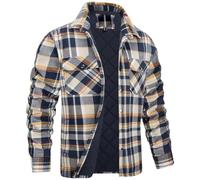 YOSUWOAI Veste de bûcheron à carreaux pour homme - Avec poche de poitrine - Pour l'hiver - Manches longues - Chaude - Douce - Veste de transition - Polaire confortable - Veste d'hiver, O Kaki, 5XL