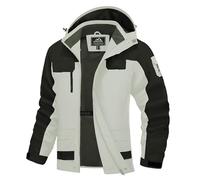YOSUWOAI Veste de pluie imperméable pour homme avec capuche rembourrée chaude - Veste d'hiver - Coupe-vent - Pour le camping et l'extérieur - Veste cargo décontractée, O blanc., XL